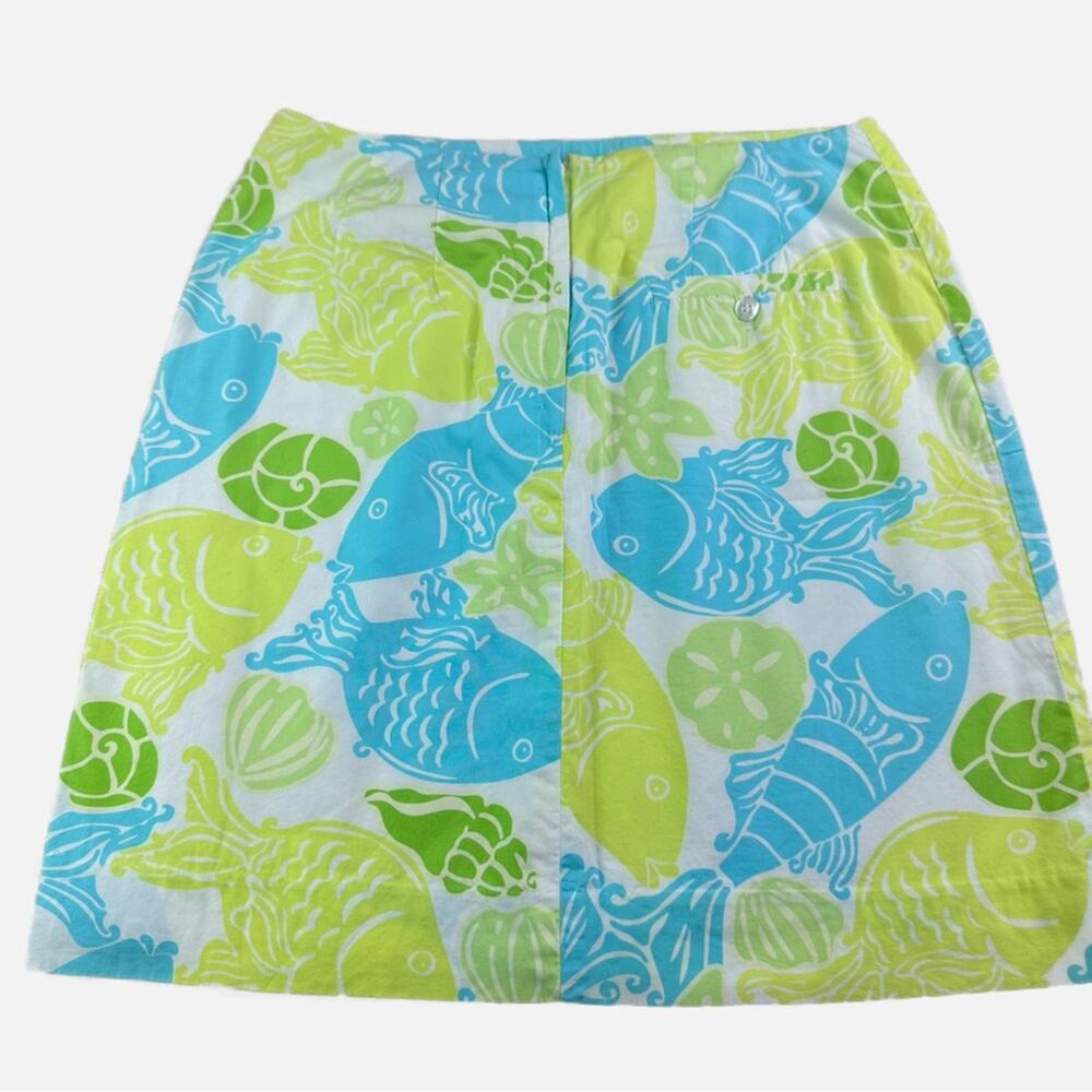 Vintage Lilly Pulitzer Clearwater Neon Dish & Sea-life Print - BLUE YELLOW GREEN
